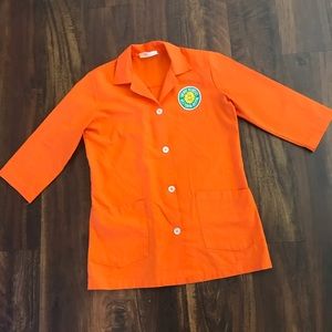 Cute Orange Button Down Retro Smock